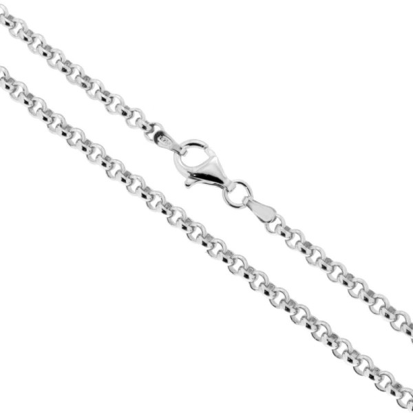 Catena Rolo 055 sezione mm 3.3 lunghezza cm 45 in ARGENTO 925 Galvanica Rodio
