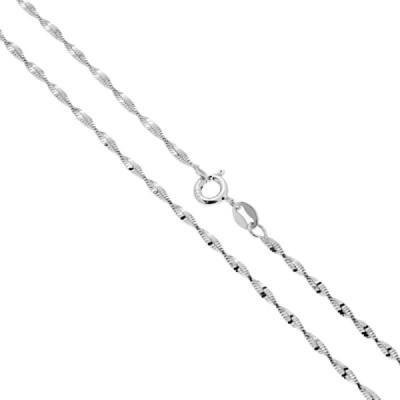 Catena Super Singapore 025 sezione mm 1.9 lunghezza cm 40 in ARGENTO 925 Galvanica Rodio