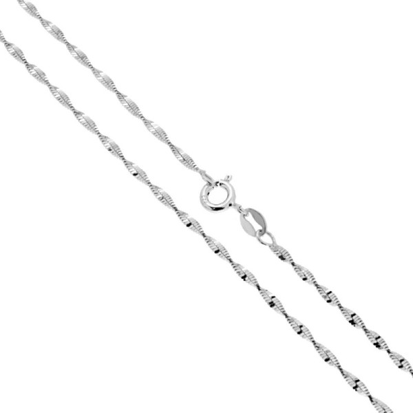 Catena Super Singapore 025 sezione mm 1.9 lunghezza cm 45 in ARGENTO 925 Galvanica Rodio