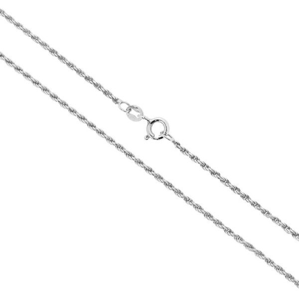 Catena Corda Diamantata 035 sezione mm 1.7 lunghezza cm 40 in ARGENTO 925 Galvanica Rodio