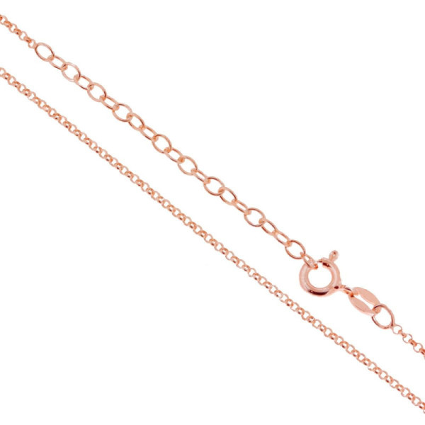 Catena Rolo Diamantata 022 sezione mm 1.5 lunghezza cm 45 + estensione cm 5 Forzatina in ARGENTO 925 Galvanica Rosa