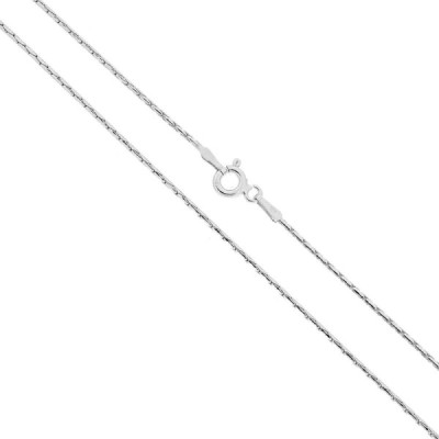 Catena Cardano Tonda Diamantata sezione mm 1 lunghezza cm 45 in ARGENTO 925 Galvanica Rodio