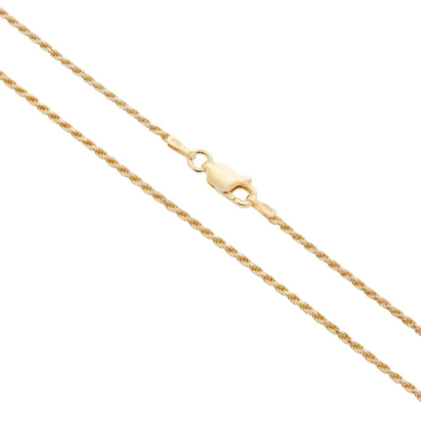 Catena Corda Diamantata 030 sezione mm 1.4 lunghezza cm 45 in ARGENTO 925 Galvanica Oro