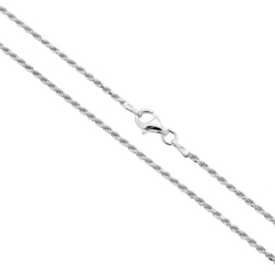 Catena Corda Diamantata 035 sezione mm 1.7 lunghezza cm 45 in ARGENTO 925 Galvanica Rodio