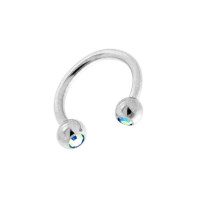 Body Piercing Circular Barbell mm 10 con Palline in mm 3 con Crystal Azzurro Aurora Boreale in ACCIAIO Chirurgico