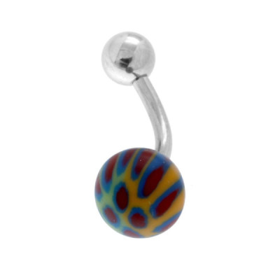 Body Piercing Banana mm 22 con Pallina mm 5 e 8 in PVC Multicolor in ACCIAIO Chirurgico