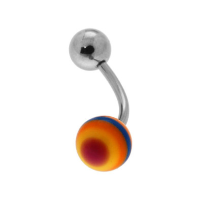 Body Pearcing Banana mm 20 con Palline Multicolor mm 5 e mm 6 in ACCIAIO Chirurgico