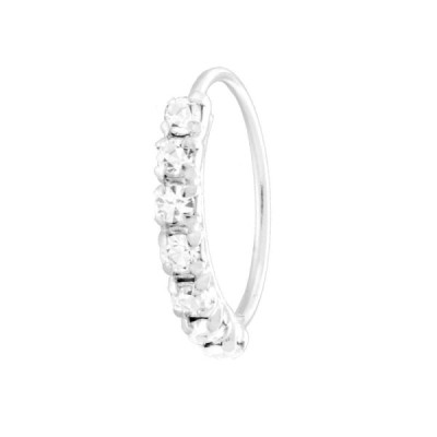 Orecchino Piercing da Naso Cerchio mm 10 con Cubic Zirconia Bianchi in ARGENTO 925