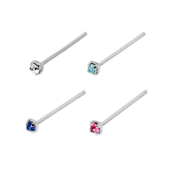 Piercing Naso Chiodino a Griffe con Cubic Zirconia Multicolor 1.5 mm in ARGENTO 925