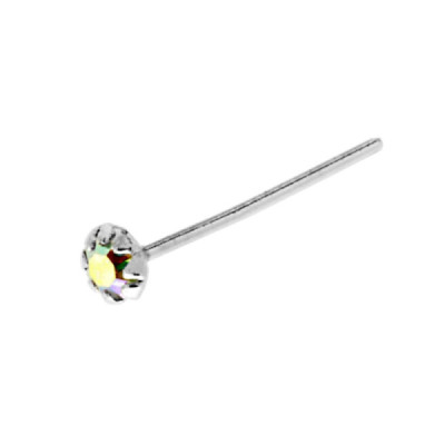 Piercing Naso Chiodino con Zircone Boreale mm 2 a Griffe Tondo in ARGENTO 925