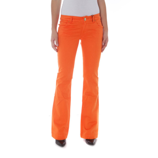 Pantalone Donna Phard Arancio 5 Tasche Gamba Stretta con Chiusura Bottone Zip e Logo - Look Slim Vivace per Outfit di Carattere