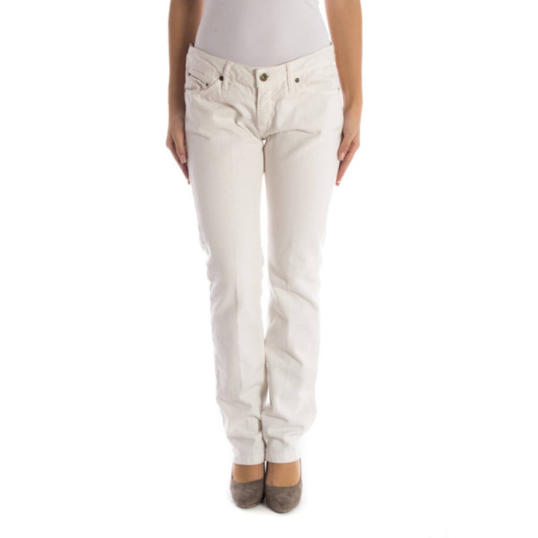 UP STAR Pantalone Donna Bianco | 5 Tasche, Gamba a Tubo, Chiusura Zip + Bottone, Vestibilità Slim con Dettaglio Logo