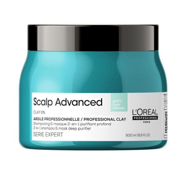 L'Oréal Professionnel Paris Scalp Advanced 2 In 1 Shampoo E Maschera Contro L'Oleosità Purificazione Con Argilla 500 ml