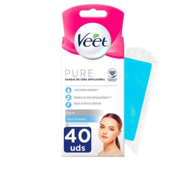 Veet Bandas De Cera Pure Ceretta Viso Pelli Sensibili 40 u