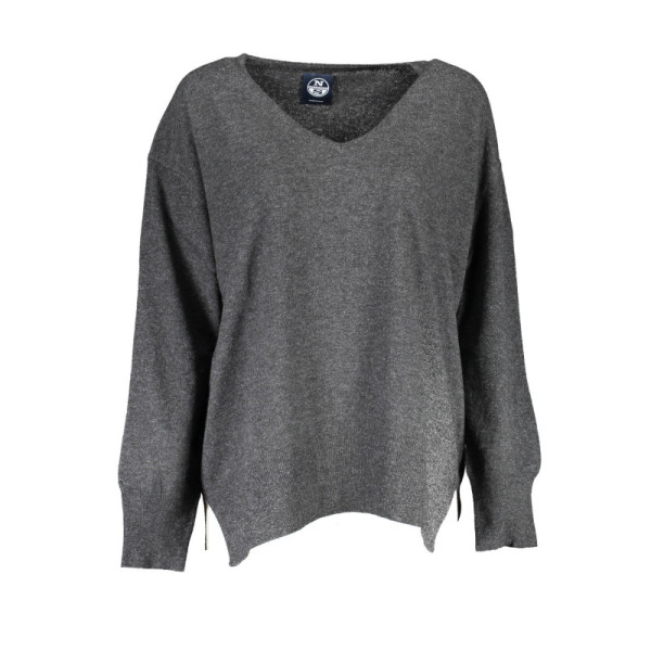 North Sails Maglia Donna Nero Maniche Lunghe in Poliammide Riciclato, Scollo a V, Logo Iconico - Stile Nautico Eco-Sostenibile