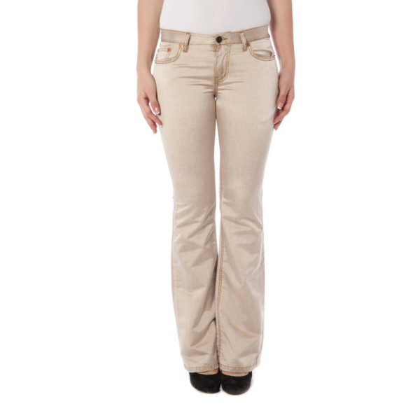 Pantalone Donna Phard Beige 5 Tasche Gamba a Tubo con Chiusura Bottone Zip e Logo - Linea Dritta Elegante per Look Versatili