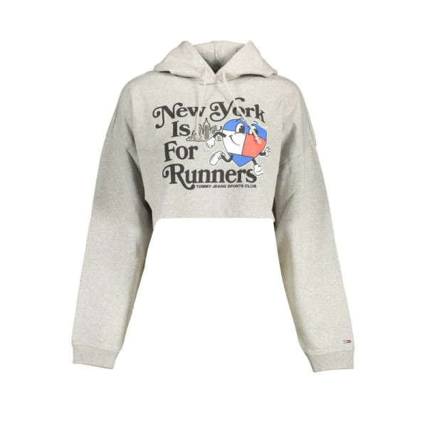 Felpa Tommy Jeans Donna Grigio NYC Runners Cappuccio