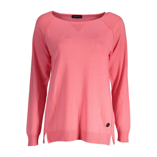 North Sails Maglia Donna Rosa Maniche Lunghe in Recycled Fibers, Scollo Ampio, Dettagli a Contrasto, Logo -