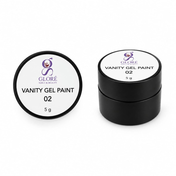 GLORÉ Vanity Gel Paint 02 Bianco Professionale per Nail Art, Stamping, One Stroke e Decorazioni Unghie 5 g