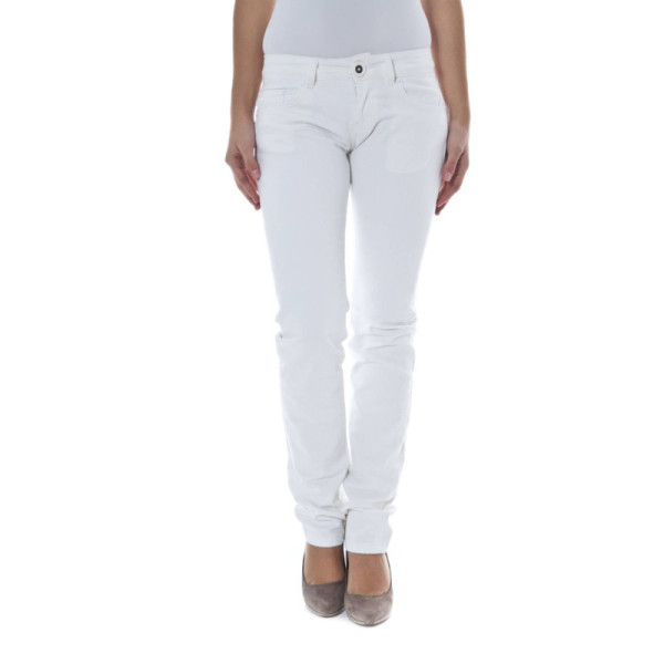 Pantalone Donna Phard Bianco 5 Tasche Gamba Stretta con Bottone Zip e Logo - Capo Slim Versatile per Outfit Estivi di Tendenza