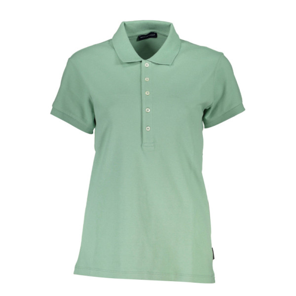North Sails Polo Donna Verde Manica Corta - 5 Bottoni in Cotone Organico Sostenibile con Logo - Stile Velico Elegante