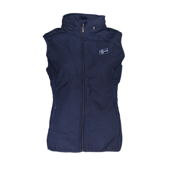 Smanicato donna blu Scuola Nautica in soft shell con cappuccio estraibile, zip frontale e 4 tasche funzionali