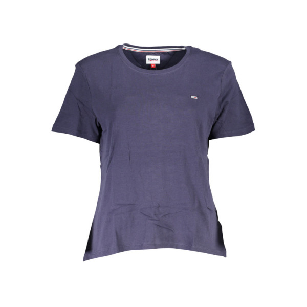 TOMMY HILFIGER T-Shirt Donna Blu | Girocollo, Maniche Corte, Logo, Applicazione, 100% Cotone Organico in Transizione