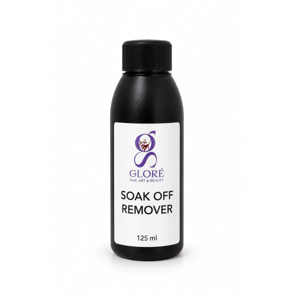 GLORÉ Soak Off Remover Solvente Professionale per Semipermanente, Basi Soak Off, Acrilico e Gel Tip 125 ml