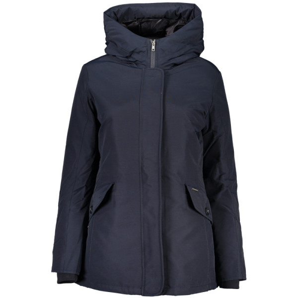 WOOLRICH Giubbotto Donna Blu | Giacca Invernale con Maniche Lunghe, Cappuccio, Zip, Bottoni e Logo Ricamato