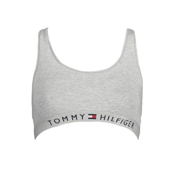 TOMMY HILFIGER Reggiseno Balconcino Donna Grigio | Sportivo, Elastico, Dettagli a Contrasto e Logo Originale Firmato