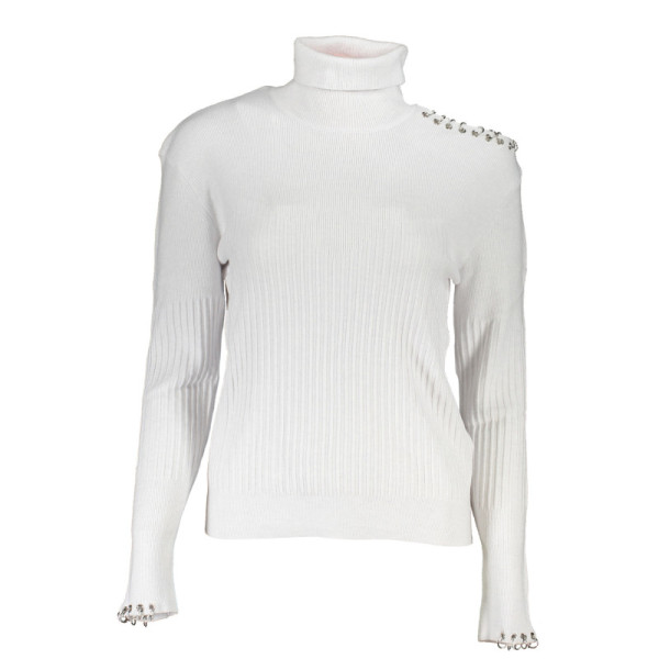 Maglione Donna Patrizia Pepe Grigio Maniche Lunghe Dolcevita - Dettagli a Contrasto Logo Originale Made in Italy