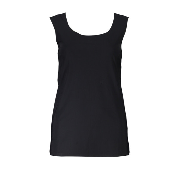 Canotta Donna Patrizia Pepe Nero Spalle Larghe Scollo Ampio - Taglio a Laser Logo Originale Made in Italy Elegante