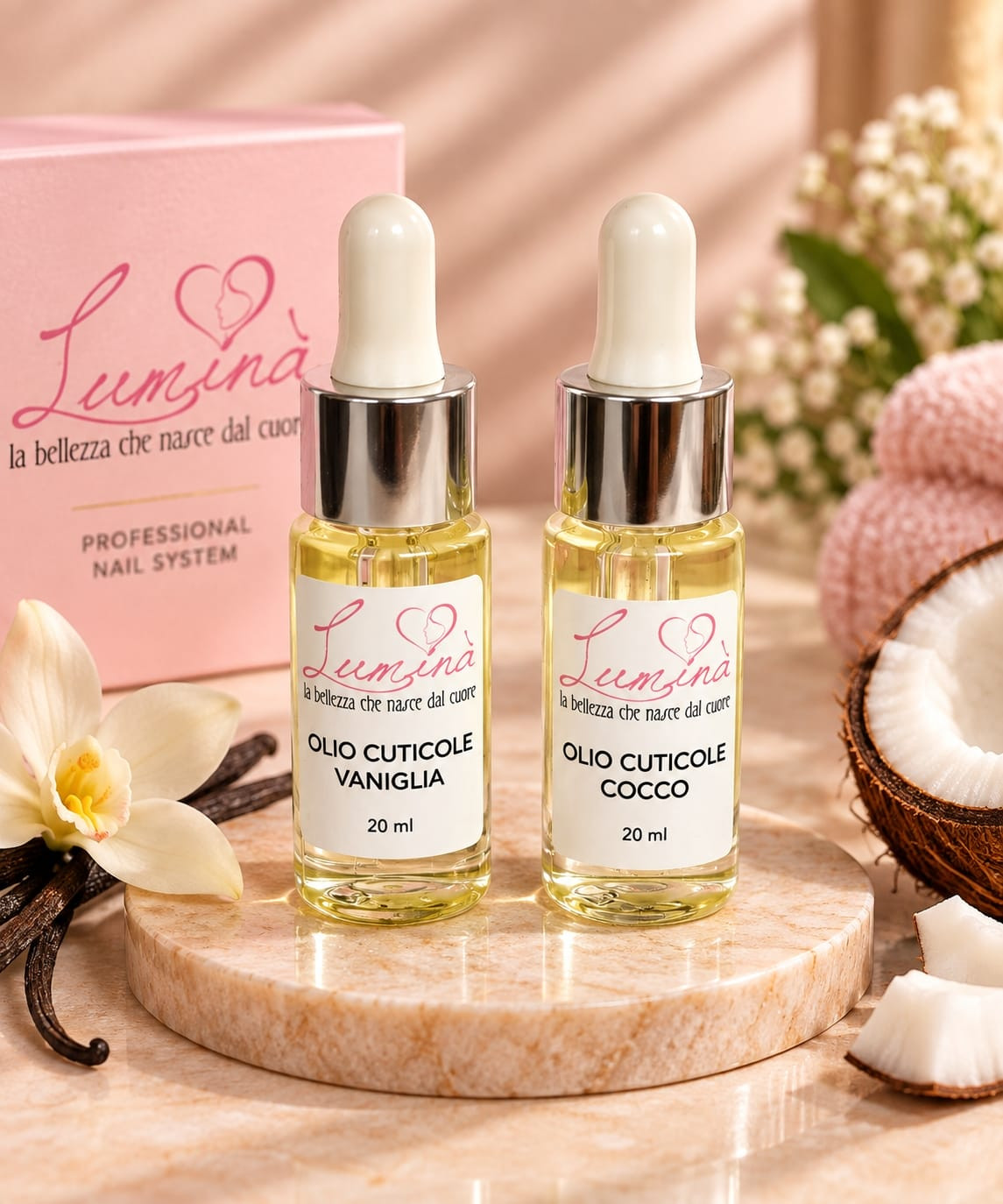 Olio cuticole Lumina alla vaniglia e al cocco da 20 ml